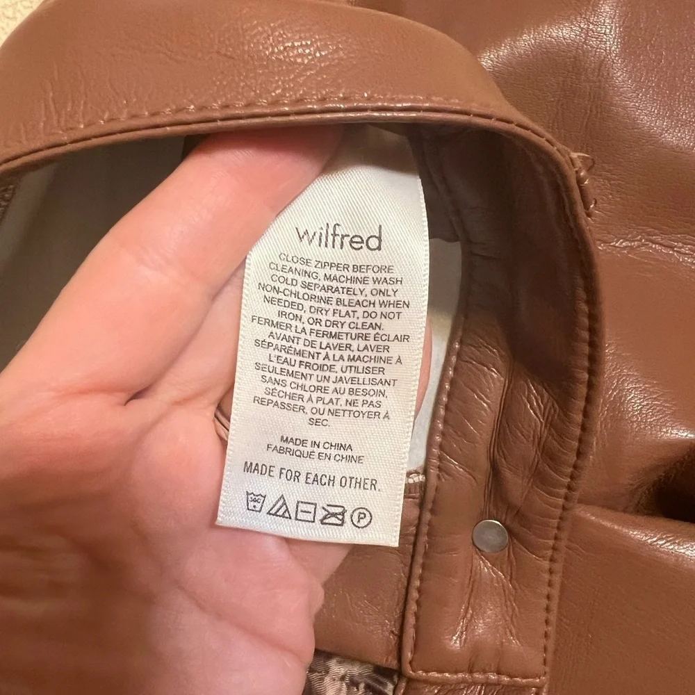 Wilfred Melina Vegan Leather Pants Brown Size 6 Aritzia Small Flaws - Picture 5 of 7